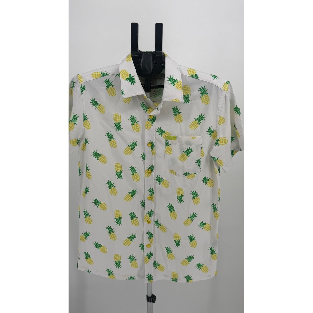 Retro Rifle Pain Killer Men M Pineapple Print Short Sleeve Button Shirt Tropical